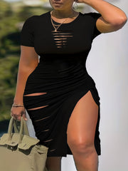  Sexy Dress Women's Plus Cut Out Ruched Dress