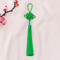 Jade Slice Tassel Square Knot Pendant Hanging Rope Gift Lucky Knot
