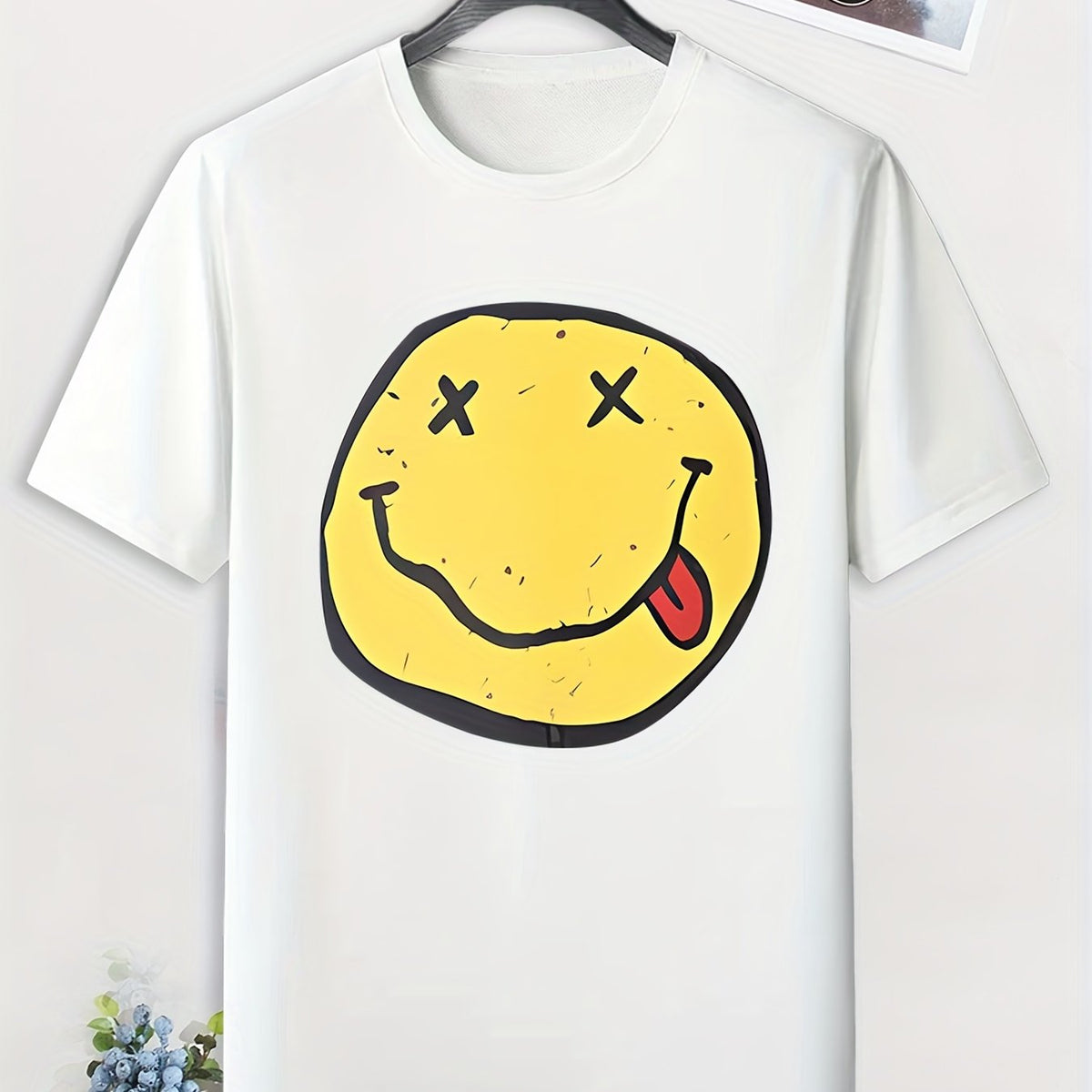 Men's Happy Face Print T shirt Active Tee Outdoor