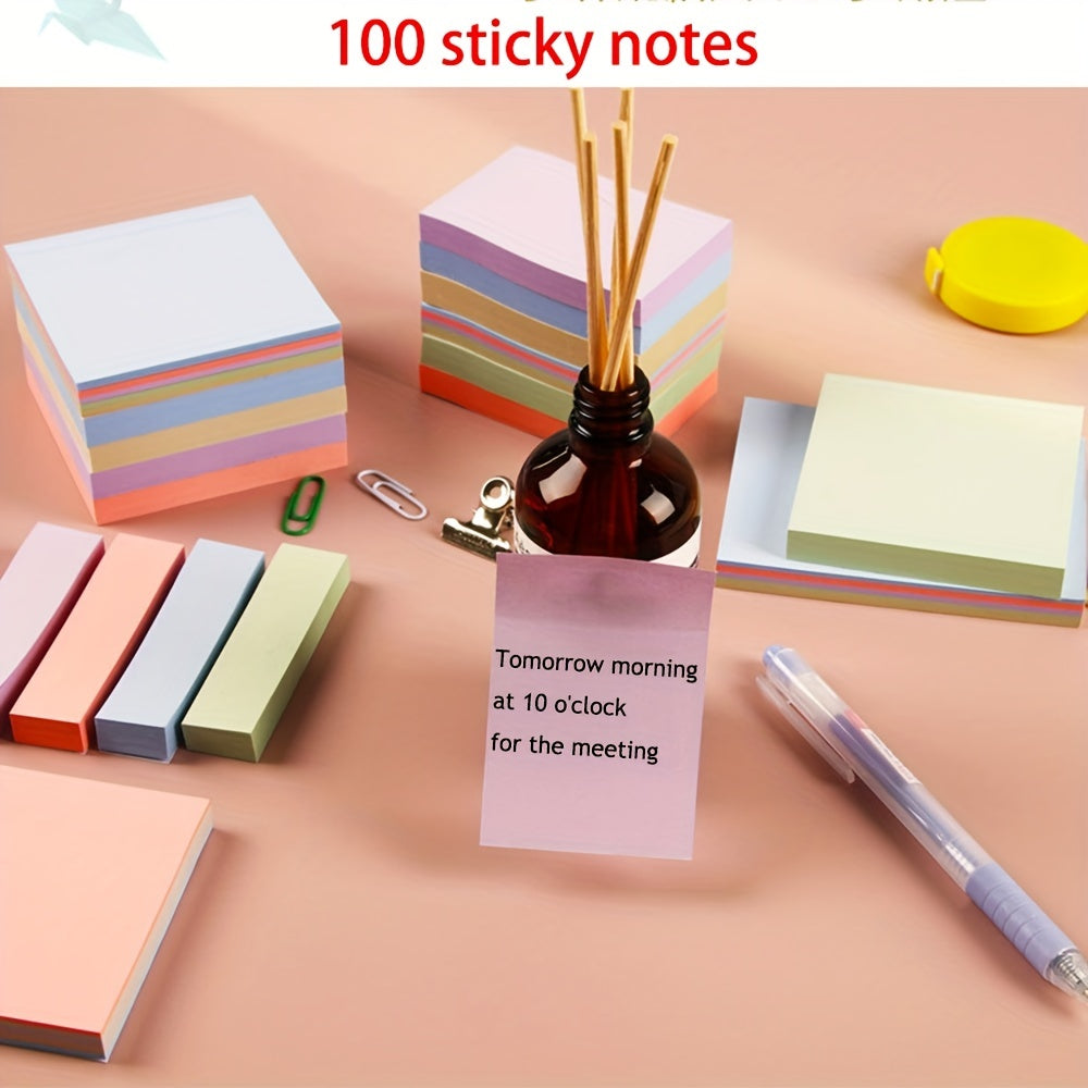 100pcs Colorful Horizontal Line Sticky Note 4 Colors Student Memo Pad
