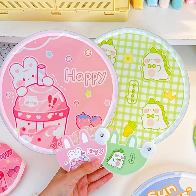 1pc Folding Fan Cartoon Pattern Small Fan Mini Cloth Surface Pocket Fan Portable