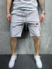 Men's Cotton Cargo Shorts with Drawstring Waist for Outdoor Activities
