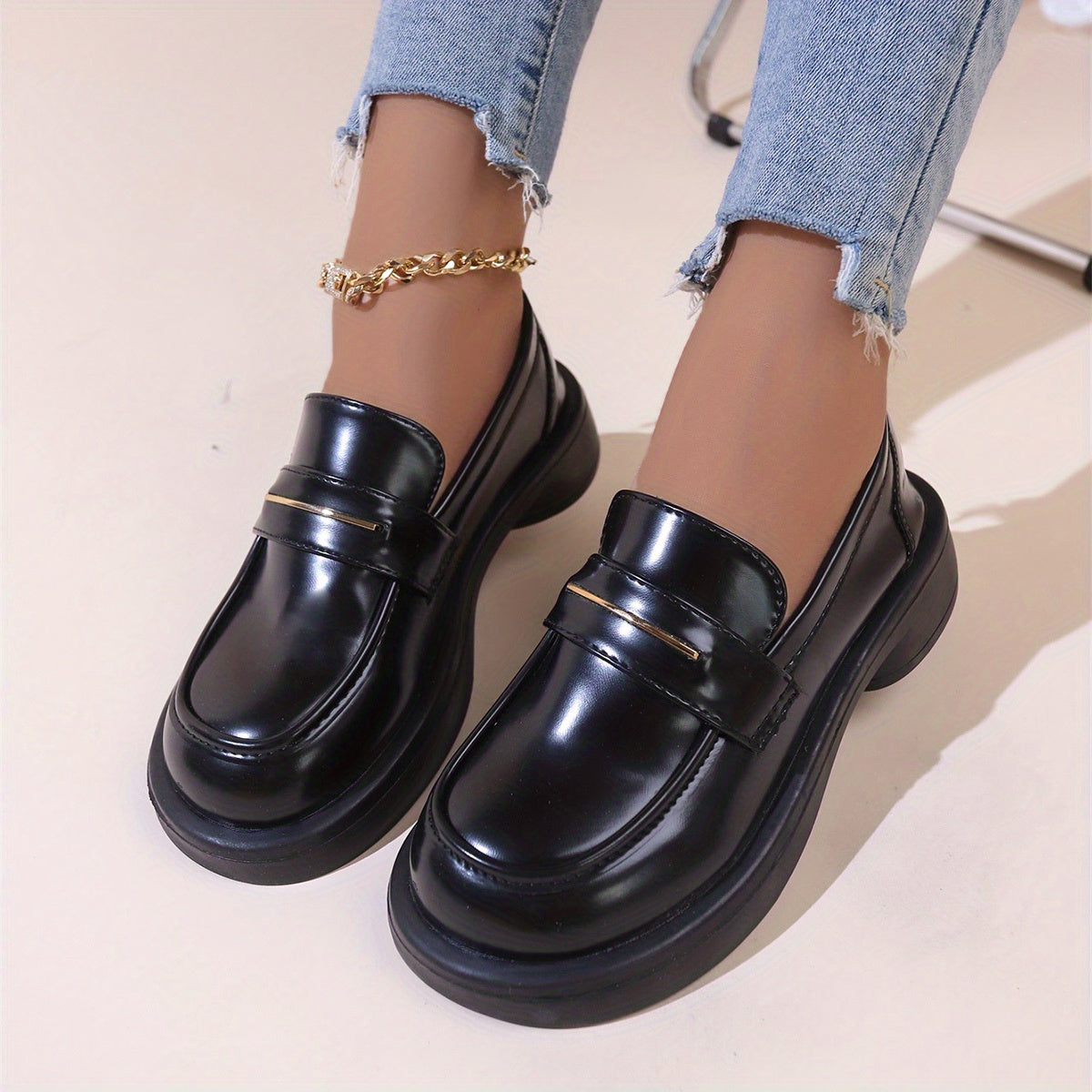 Women's Platform Loafers Slip On Chunky Shoes