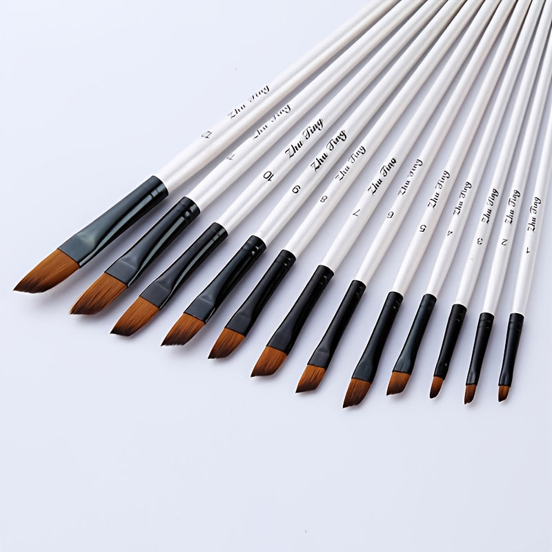 12 Pcs Watercolor Paint Brush Set DIY Acrylic Painting Art Brushes Supplies