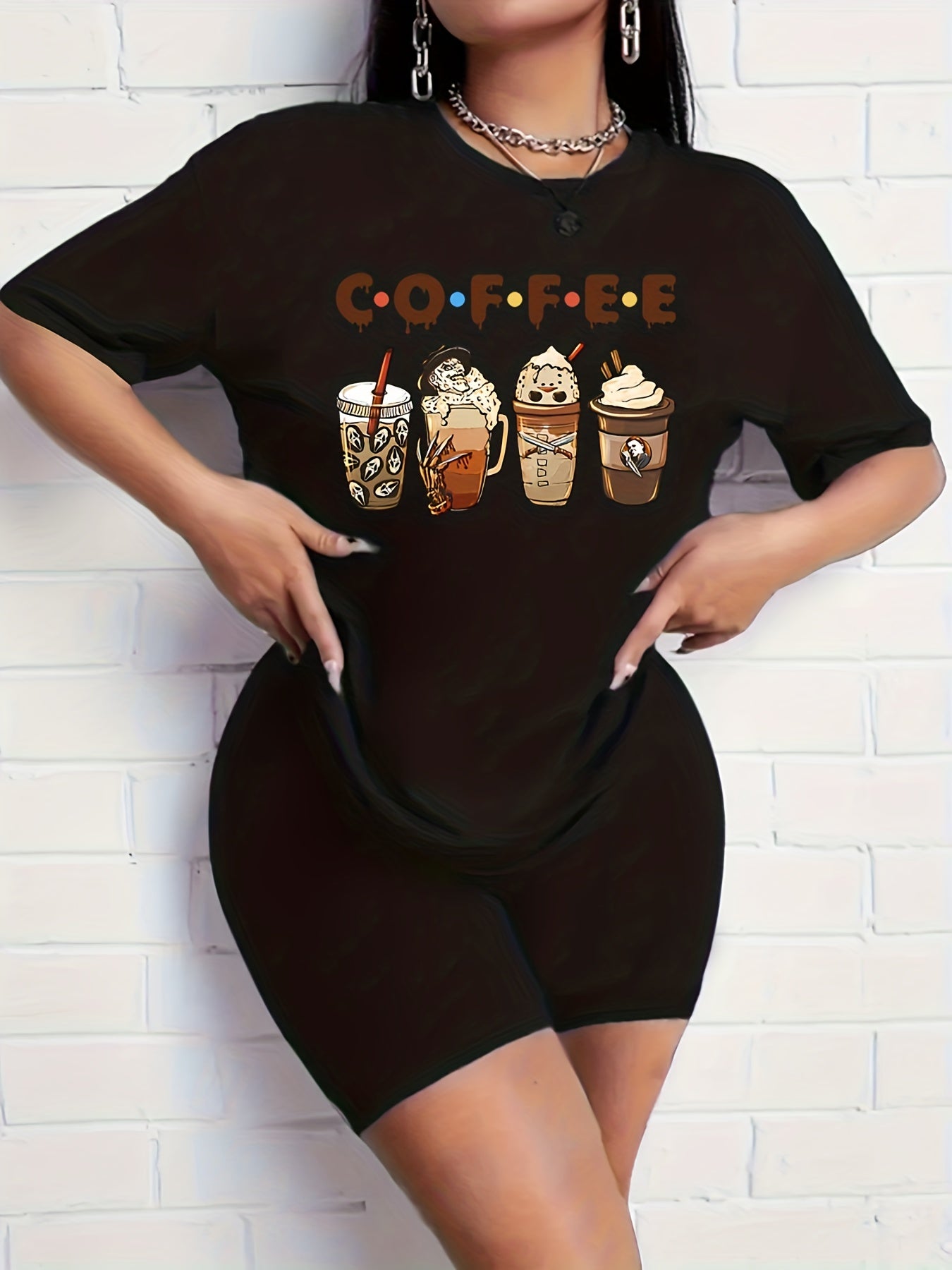  Graphic Print Top & Shorts 2 Piece Set