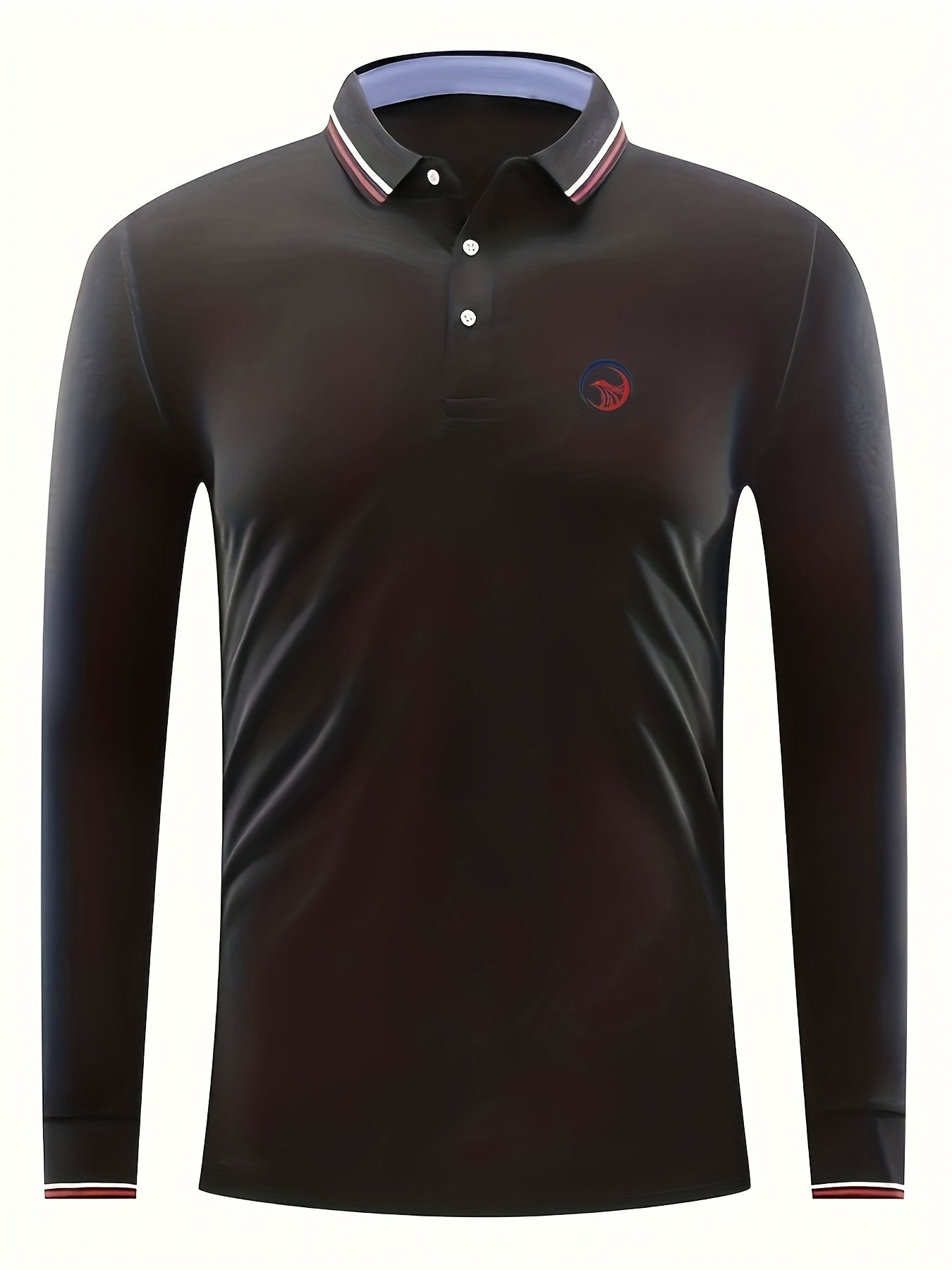 Phoenix Print Men's Lapel Polo Shirt Casual Button Up Long Sleeve Top