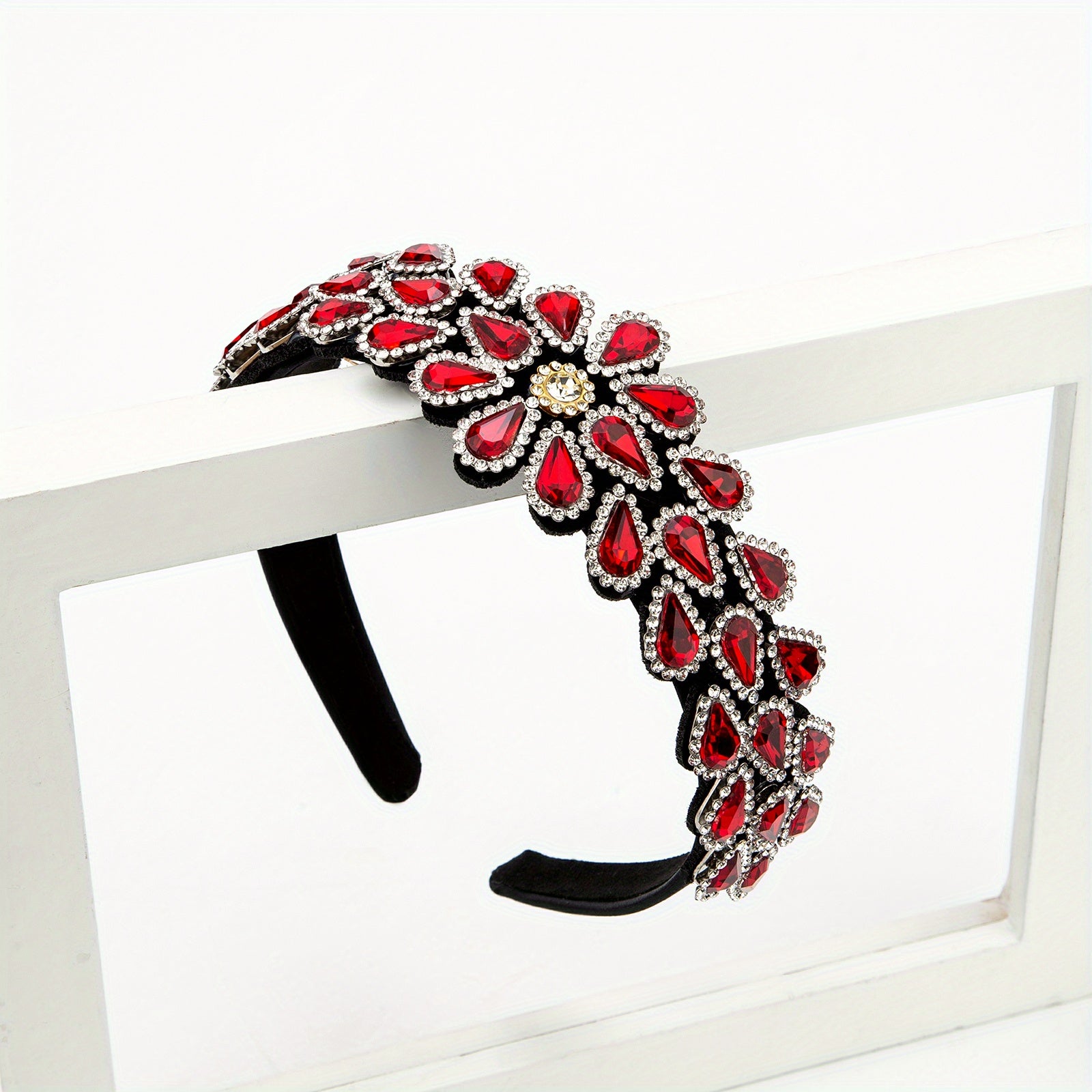 Crystal Rhinestone Headband Baroque Retro Wide Brim Hair Accessory