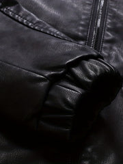Men's PU Hooded Jacket Zip Up Faux Leather Jacket