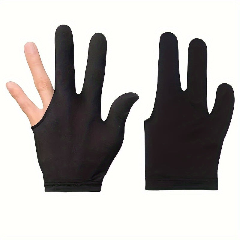 10pcs Embroidered Three Finger Billiards Gloves - Enhanced Grip & Control