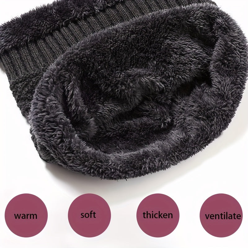Men's Knitted Wool Cycling Hat and Scarf Set