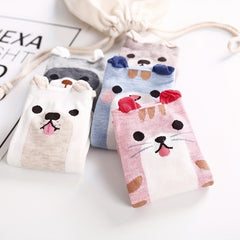 5 Pairs Cute Animal Print Low Cut Socks Women's Stockings