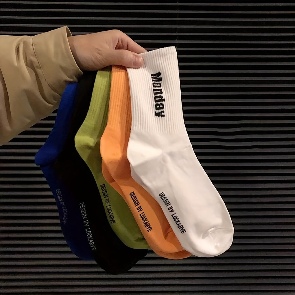 10 Pairs Crew Socks Solid Cotton Deodorant Sweat Absorbing Spring Summer Sports