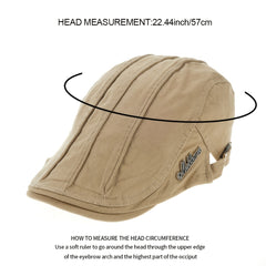 Men's Two-Headed Beret Hat Distressed Cotton Solid Peaked Cap