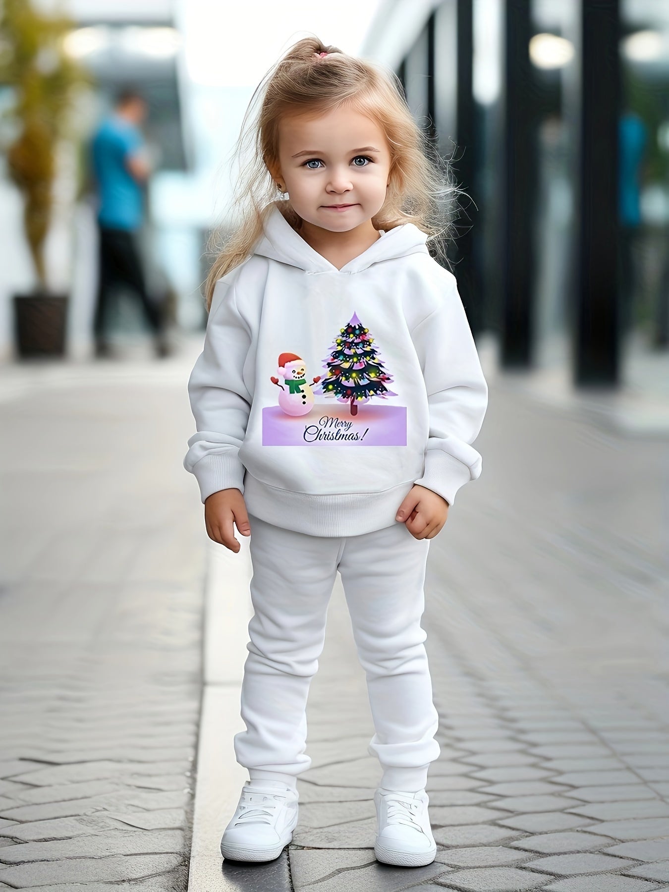Girls 2pc Snowman & Tree Hoodie Sweatshirt & Sweatpants Set