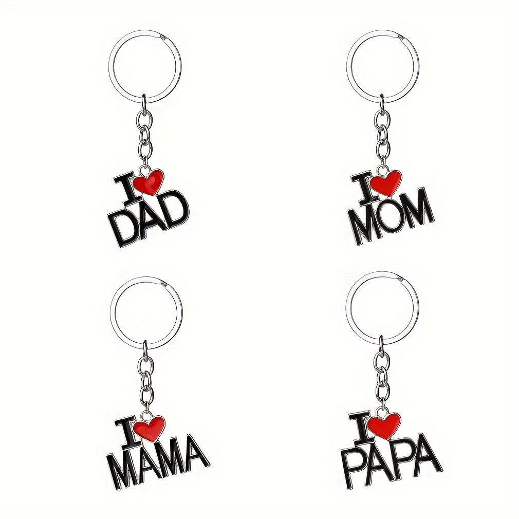 LOVE MY PAPA MAMA DAD MOM Metal Keychain Gift