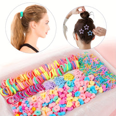 Colorful Hair Accessories Set for Toddler Girls - 840pcs