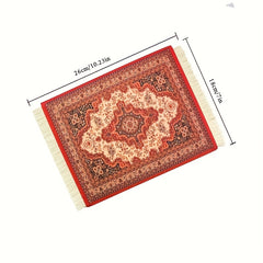 Persian Mini Woven Rug Mat Mouse Pad Retro Style Carpet Pattern Tassels Coaster