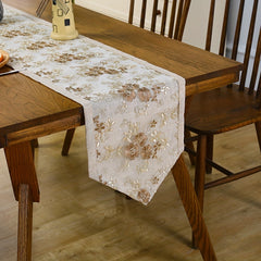 Bohemian Linen Table Flag Double Embroidered Runner Home Tea Art