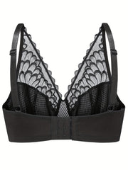  Bra Women's Plus Solid Contrast Lace Medium Stretch Bralette