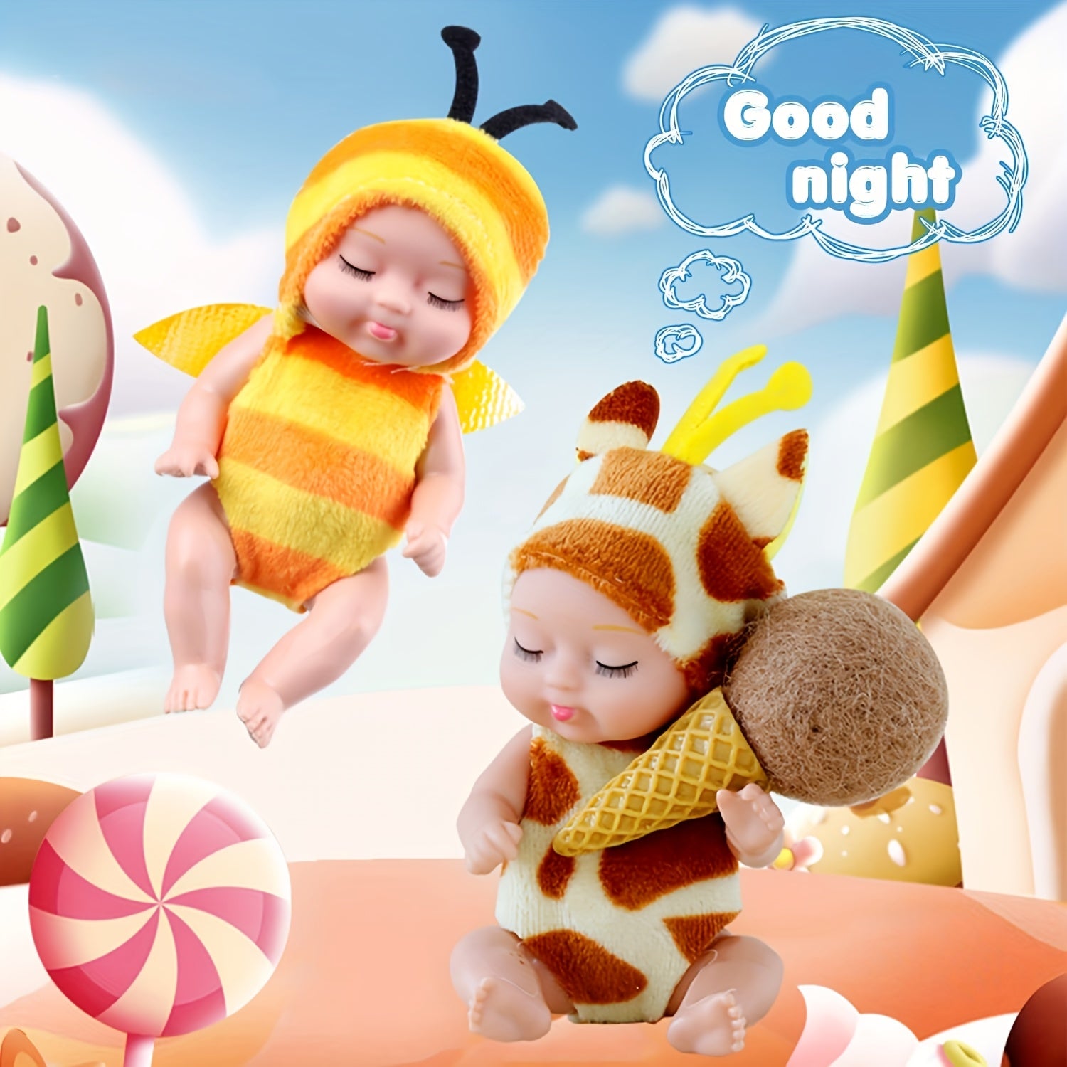 4 Inch Realistic Animal Costumed Dolls PVC Mini Dolls in Lifelike Gift Boxes