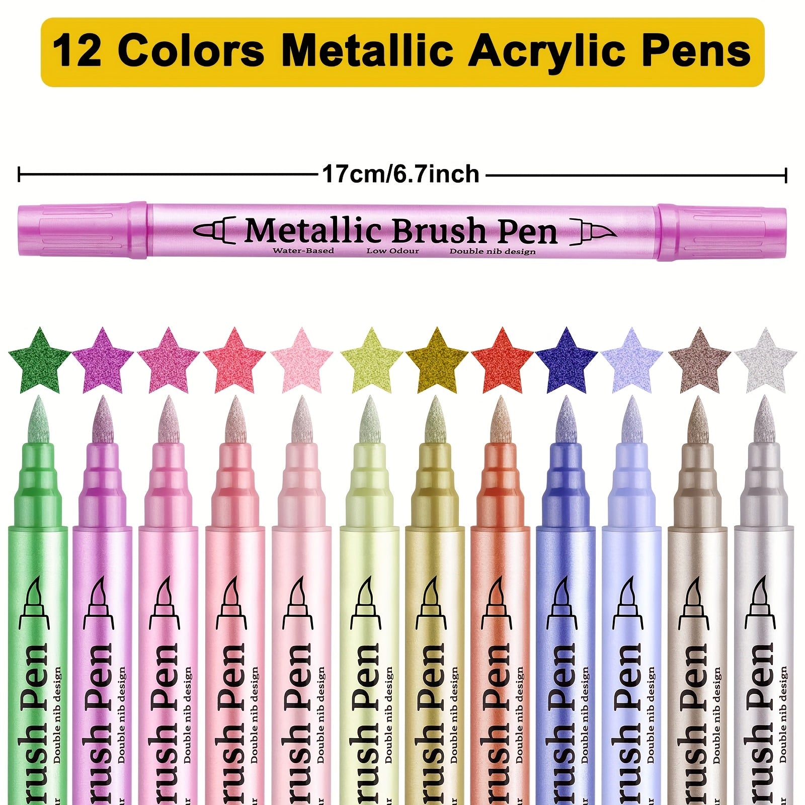 Metallic Marker Pens Dual Tip Acrylic Paint Markers for Art & Crafts
