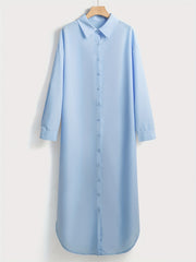  Solid Long Sleeve Button Up Shirt Top