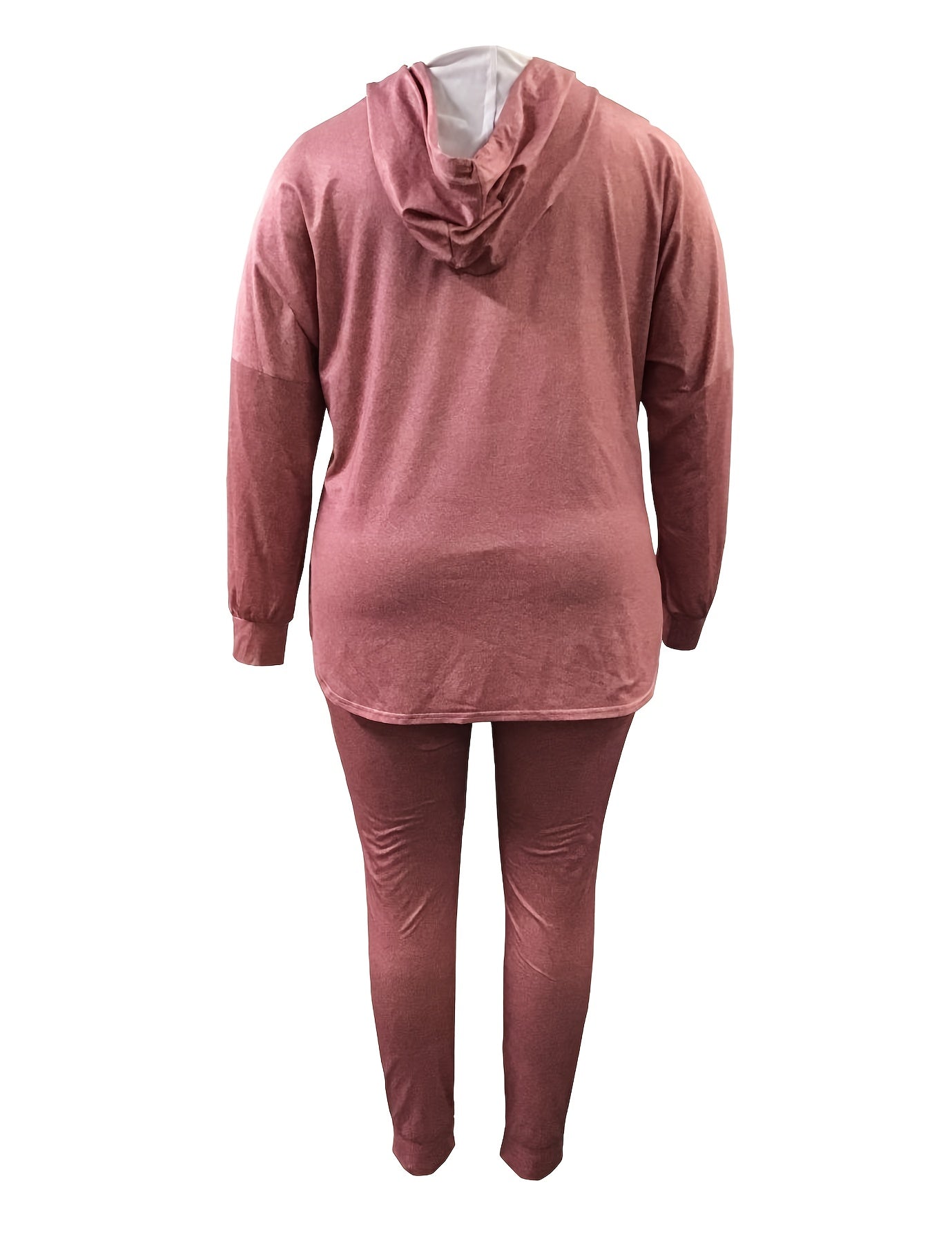 Plus Solid Hoodie & Pants 2 Piece Set