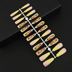 24 pcs Glossy Coffin Press On Nails Acrylic False Nails Long for Women and Girls