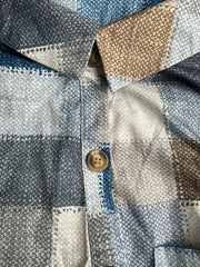  Denim Print Button Up Blouse