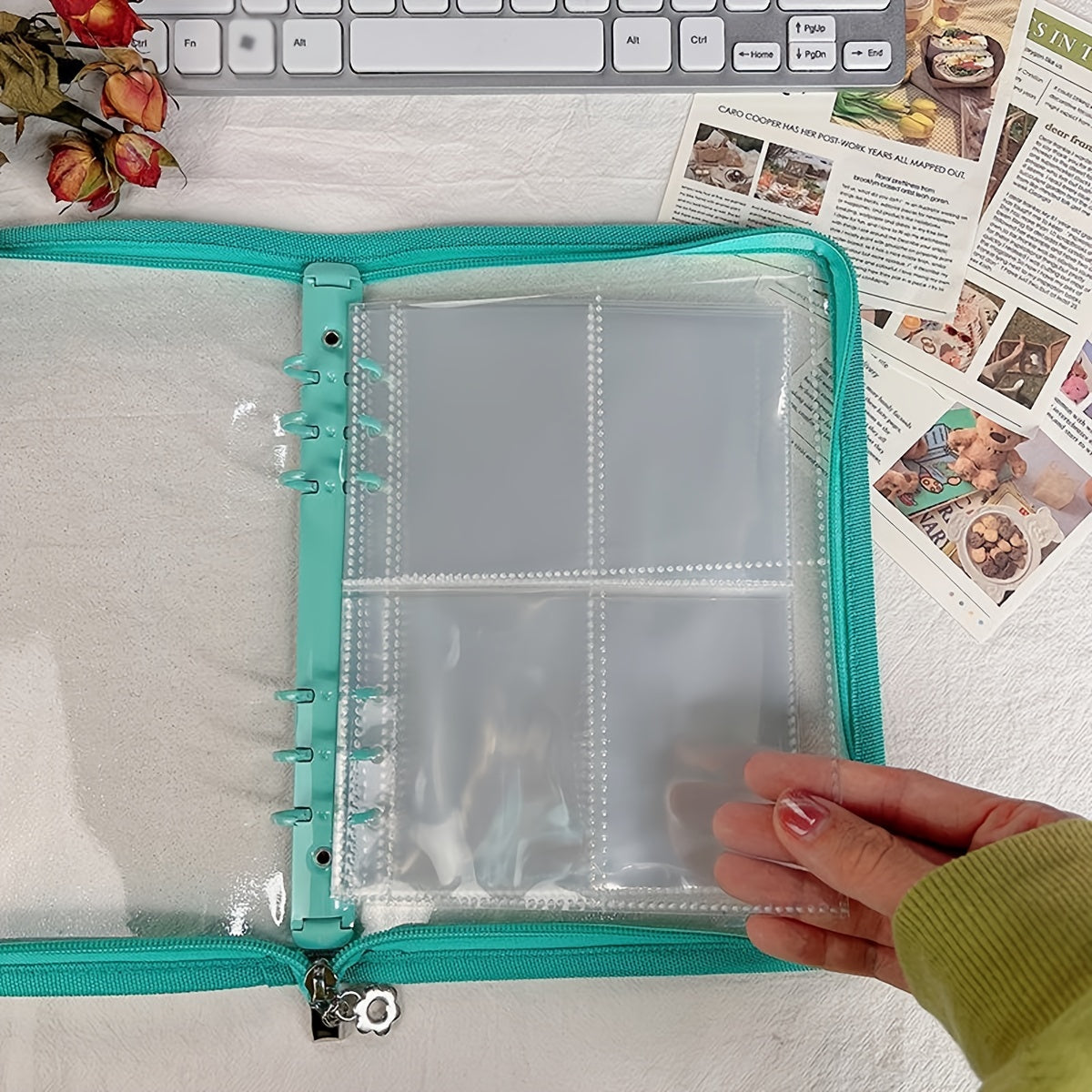 10pcs A5 Binder Pocket 6 Holes Clear Waterproof Stamp Storage Bag