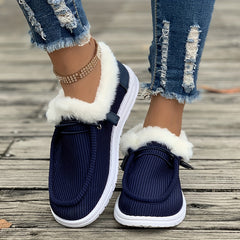 Plush Lined Thermal Furry Snow Boots - Keep Warm Low Cut Snow Shoes