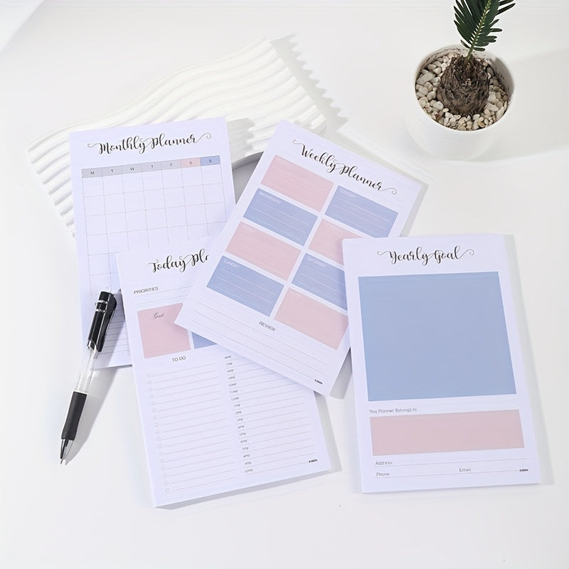 Plaid Pink Flip Up Planner 60 Sheets Daily Weekly Anniversary Story Book