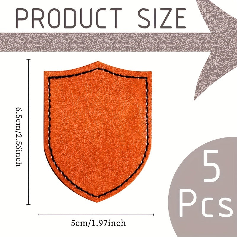 5pcs Khaki Laserable Faux Leather Shield Blank Patches For Men
