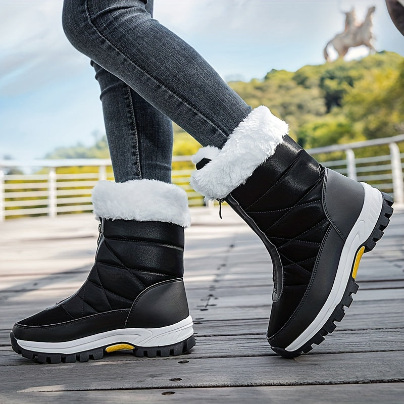 Women's Waterproof Snow Boots Non-slip Thickened Medium Top Shoes