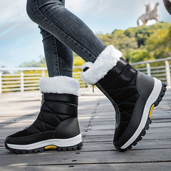 Women's Waterproof Snow Boots Non-slip Thickened Medium Top Shoes