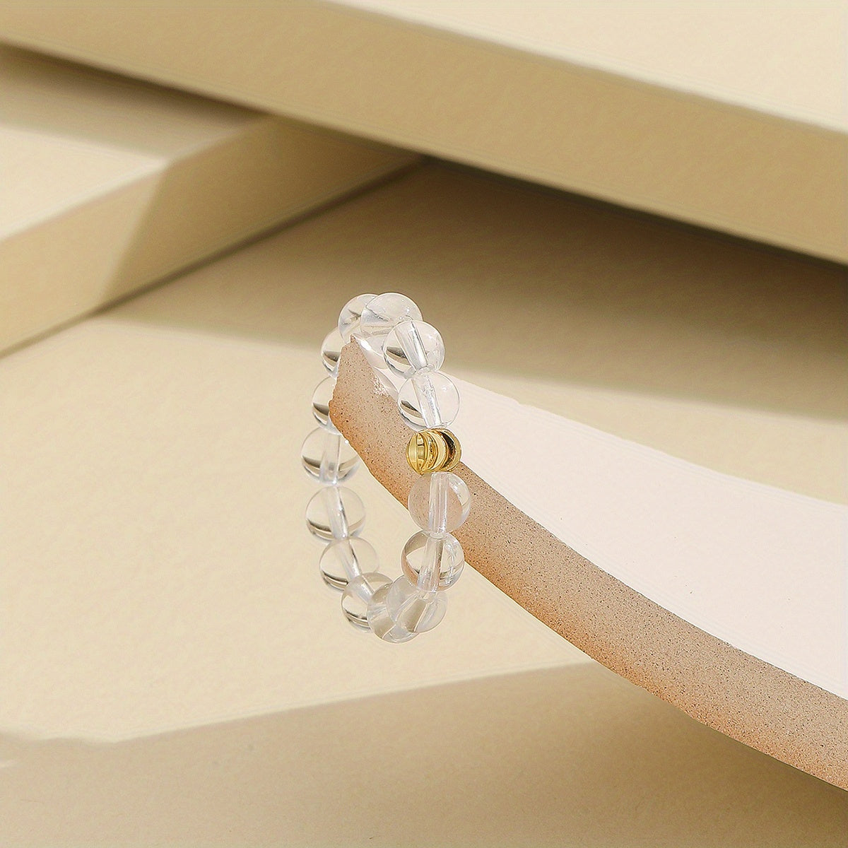 Natural Bead Ring 18k Plated Waterish Stacking Jewelry