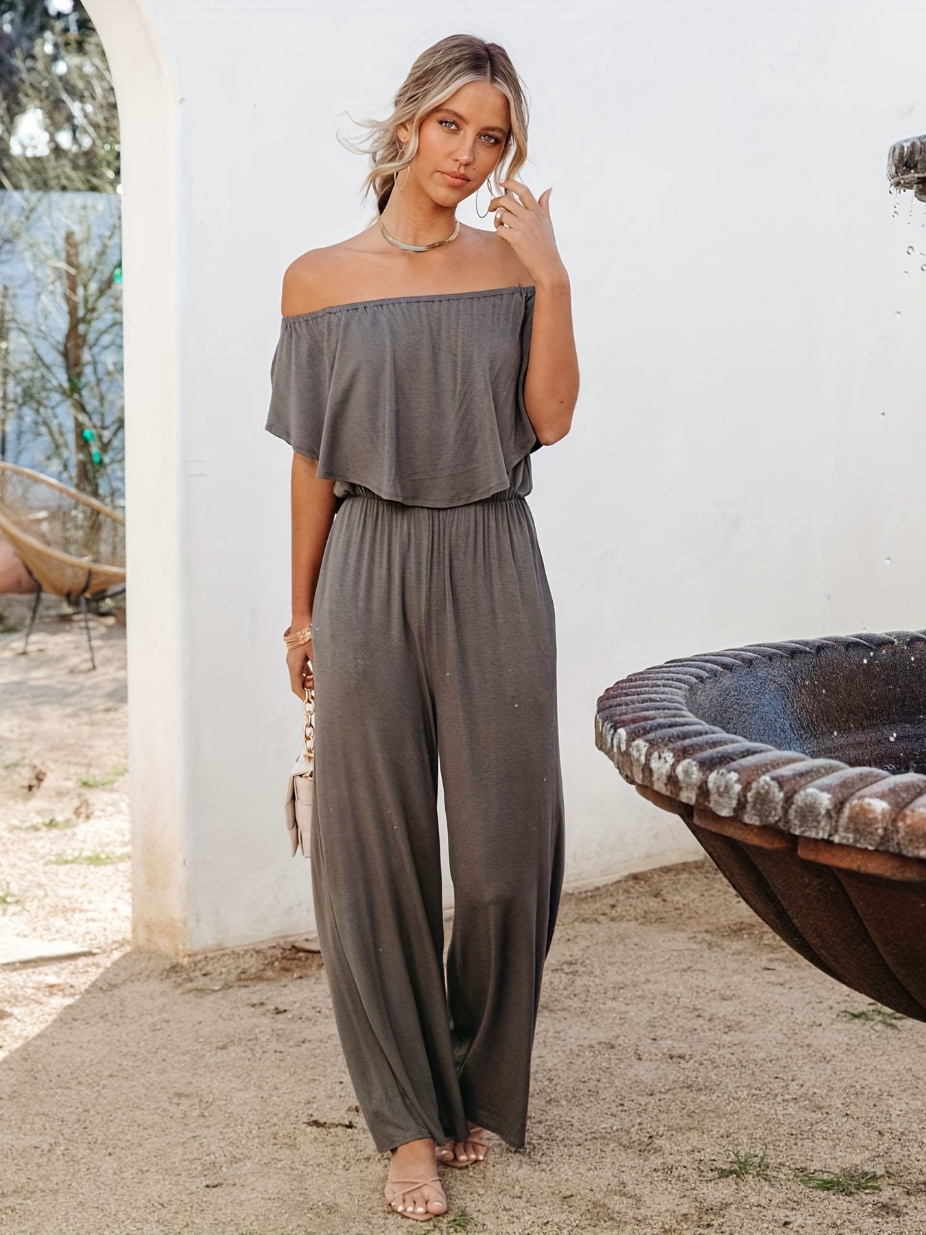 Off Shoulder Wide Leg Jumpsuit Boho Jumpsuit Spring Summer