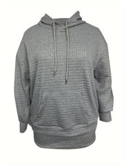  Solid Textured Hooded Sweatshirt & Mini Skirt Outfits Set
