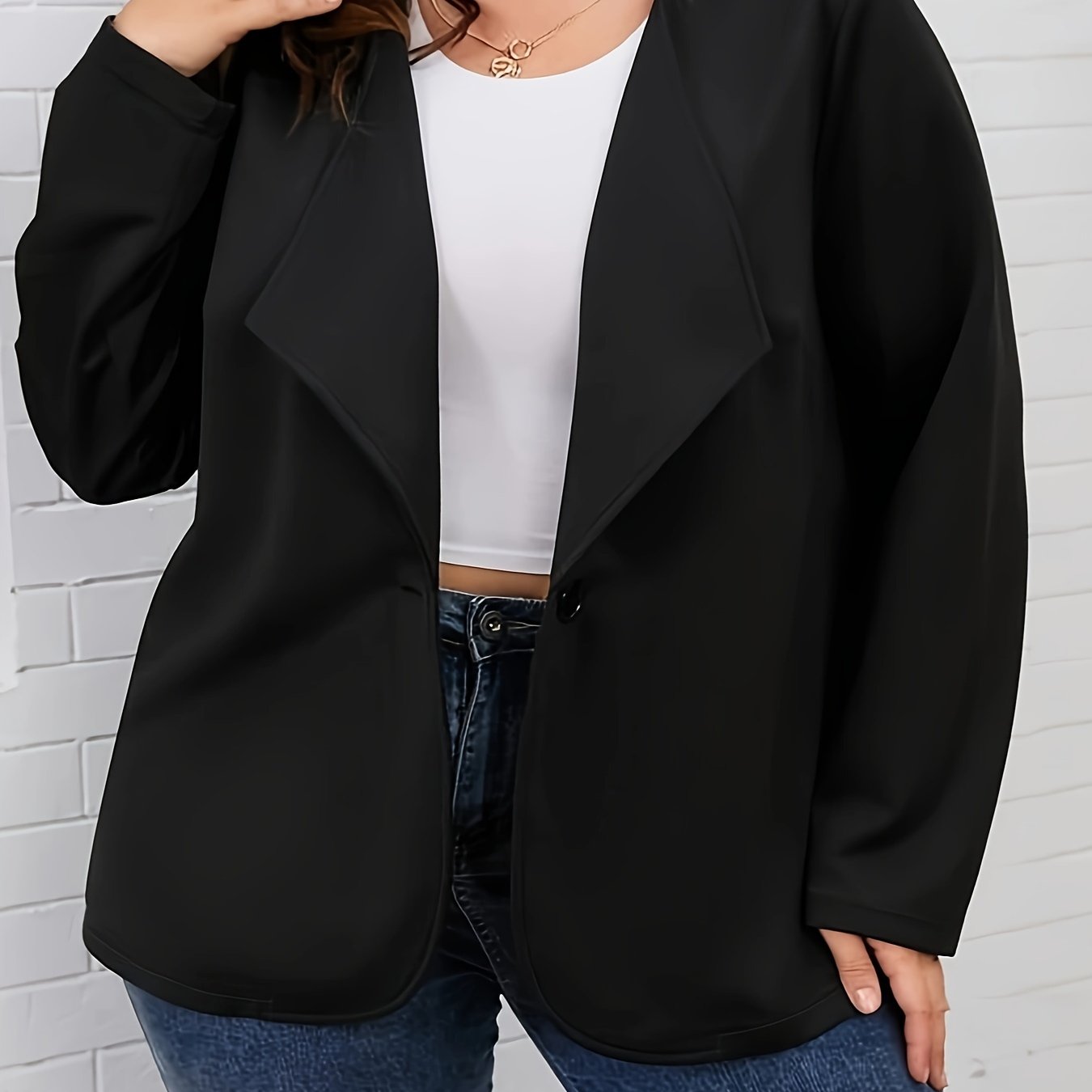  Solid Long Sleeve Open Front Blazer