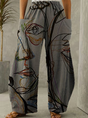  Geo Print High Rise Wide Leg Pants