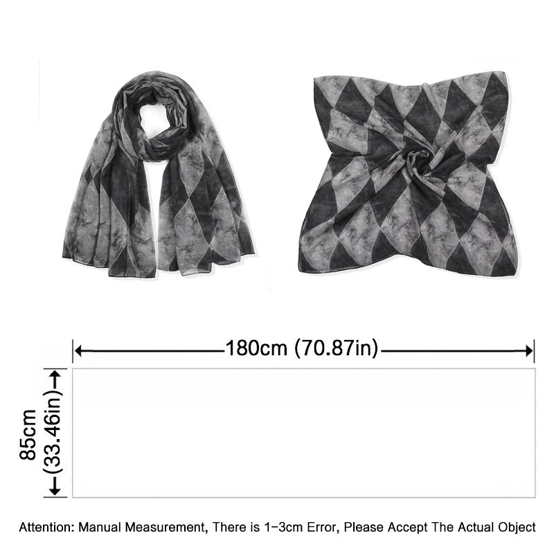 Geometric Floral Print Scarf Lightweight Shawl Wrap Soft Neck Scarf