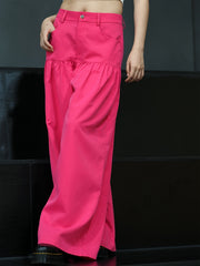  Casual Pants Women's Plus Solid Stitching Button Fly