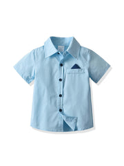 Boys Gentleman Outfit Button Shirt & Suspender Shorts Set