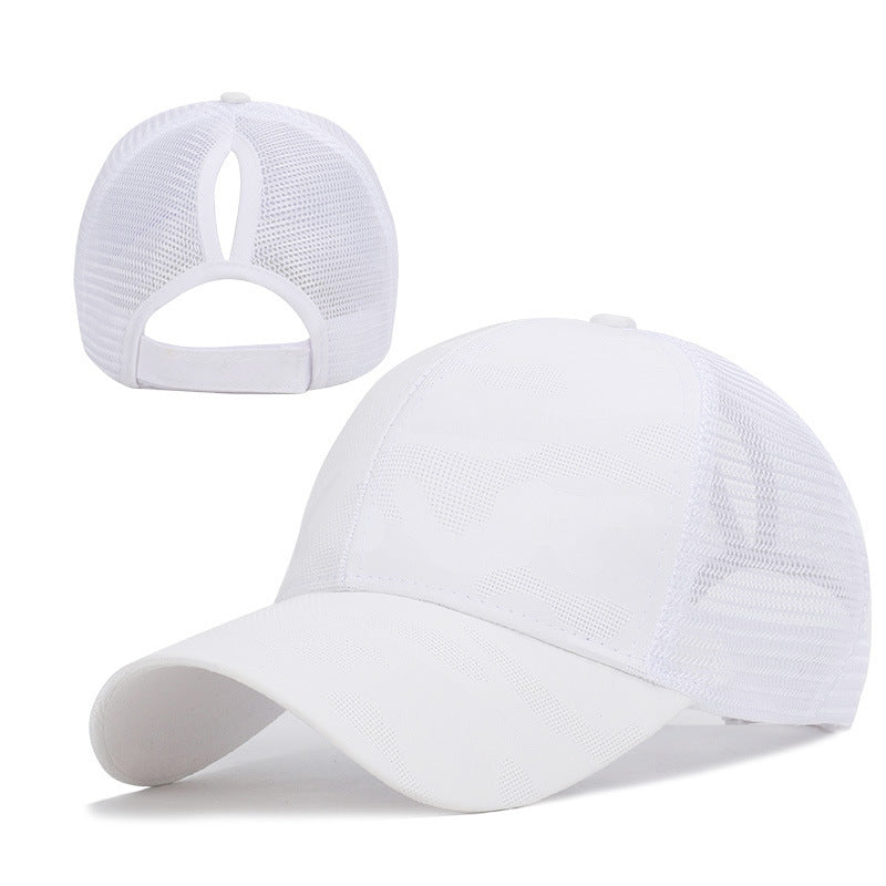 Distressed Criss Cross Ponytail Baseball Cap for Girls