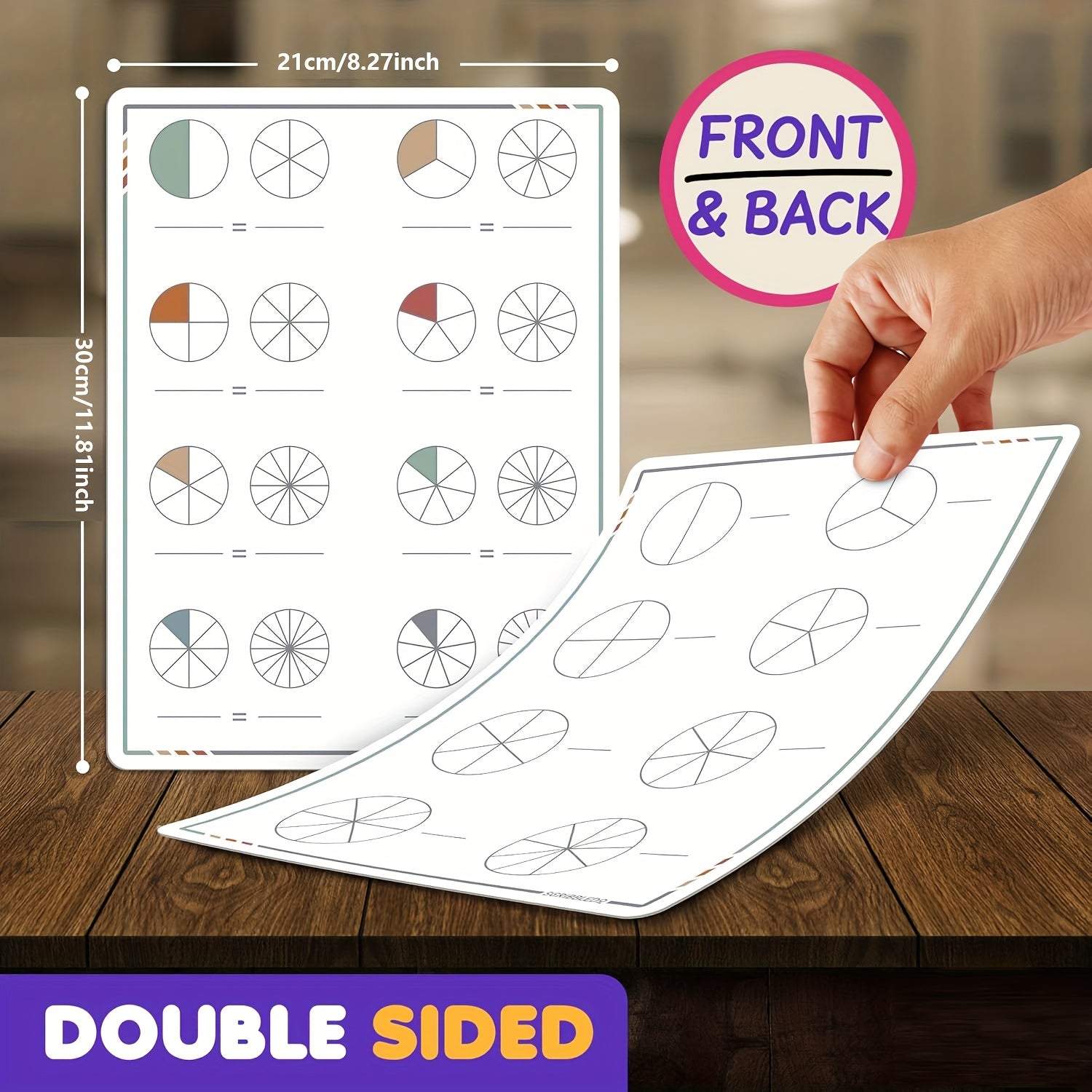 10 Pack AMIBOX Double Sided Fraction Manipulatives