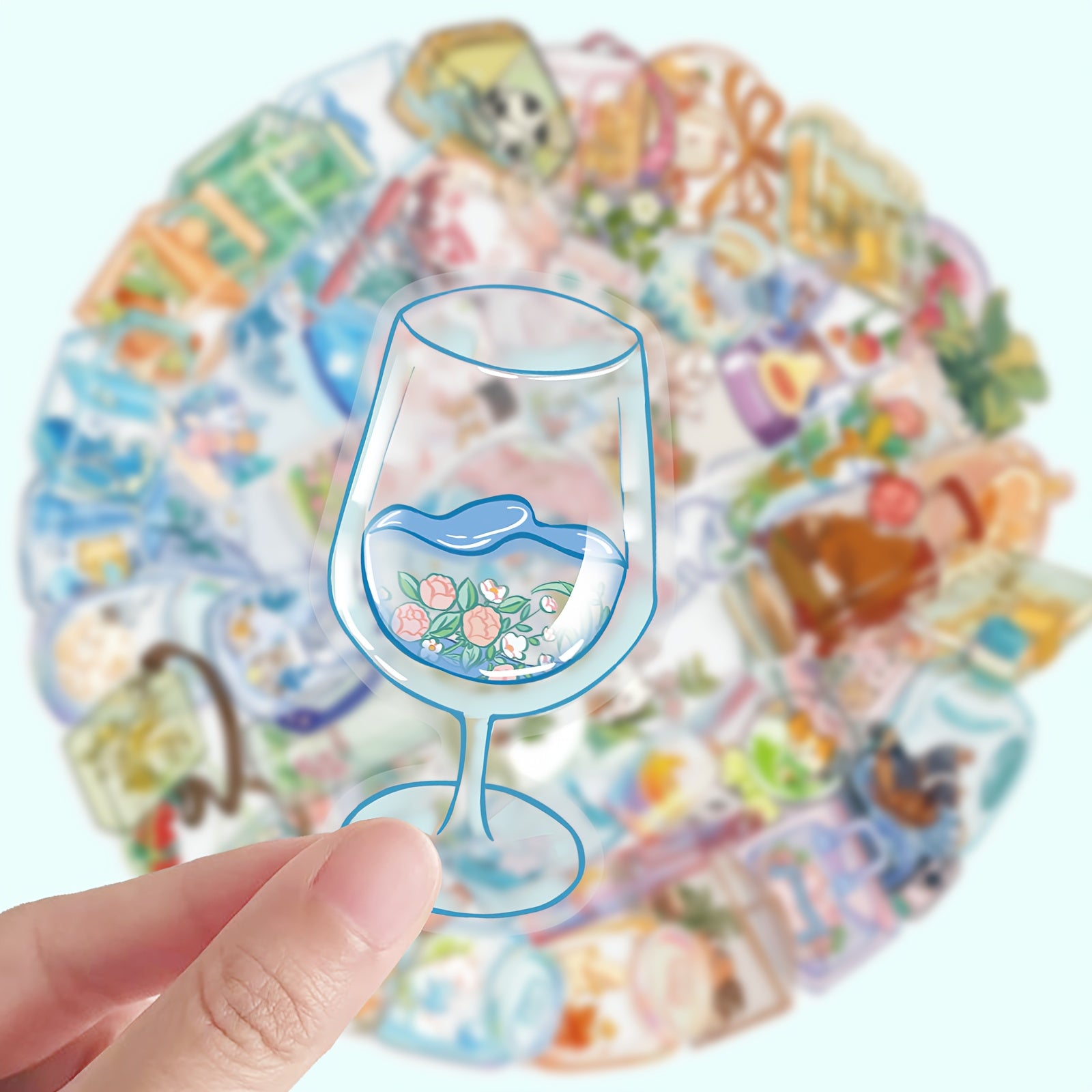 50 Cartoon Transparent Object Graffiti Stickers for Notebook Decoration