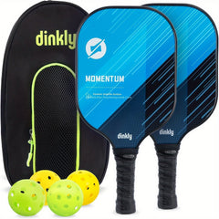Dinkly Pickleball Paddles Set - 2 Rackets, 4 Balls, Portable Carry Bag