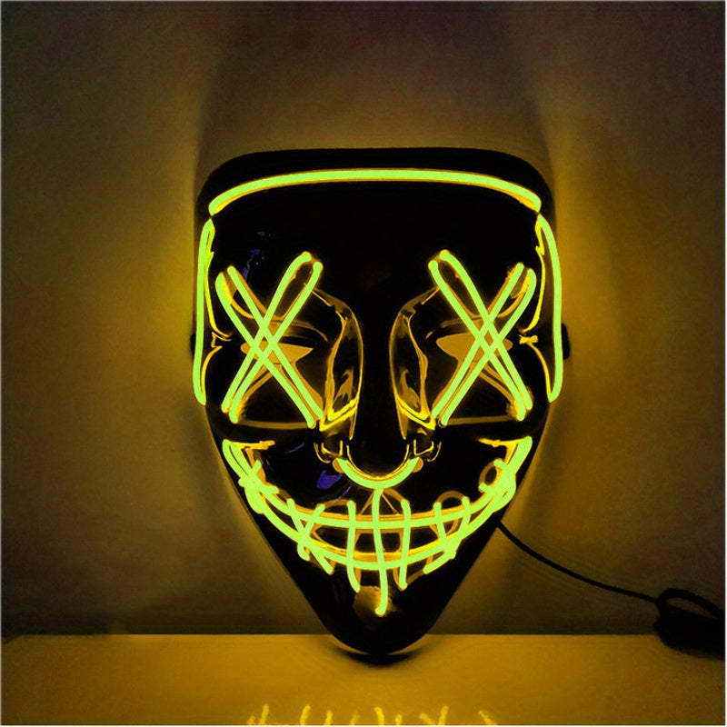 Men's Light Up Mask Led Light Up Cyberpunk Mask Halloween Dress Up Mask