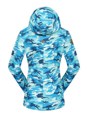 Women's Camo Print Ski Hooded Jacket Waterproof Snow Coat