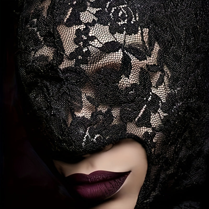 Lace Full Face Mask Second Skin Headpiece Halloween Elastane Head Cover Unisex
